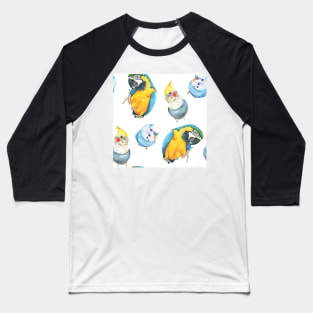 Parrot watercolor pattern - macaw, budgies, cockatiel Baseball T-Shirt